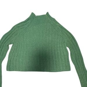 American Eagle XS Forest Green Mock Neck Soft Preppy Cabincore Sweater